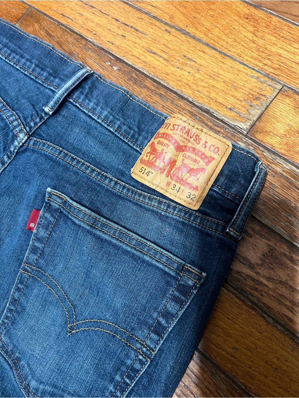 Levi's 514 Jeans Mens 34 X 32 Blue Straight Leg Dark Wash Denim Pants
